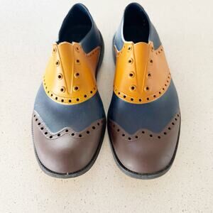 Biion Golf Oxford Spikeless Slip on‎ Shoes Men's 6- Orange, Brown, Blue